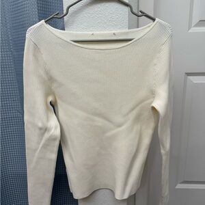 Abercrombie & Fitch Cream Off-the-Shoulder Sweater